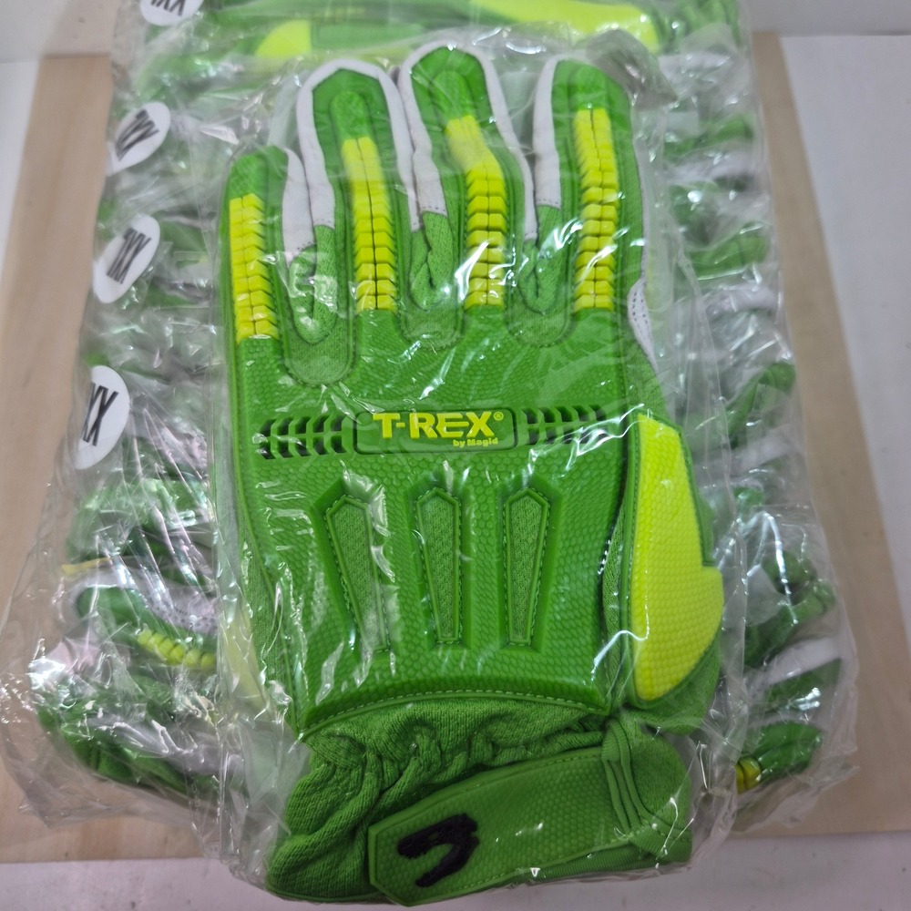 Magid T-REX Impact Work Gloves 12 Pair Bulk Pack Green Leather Palm Size XXL